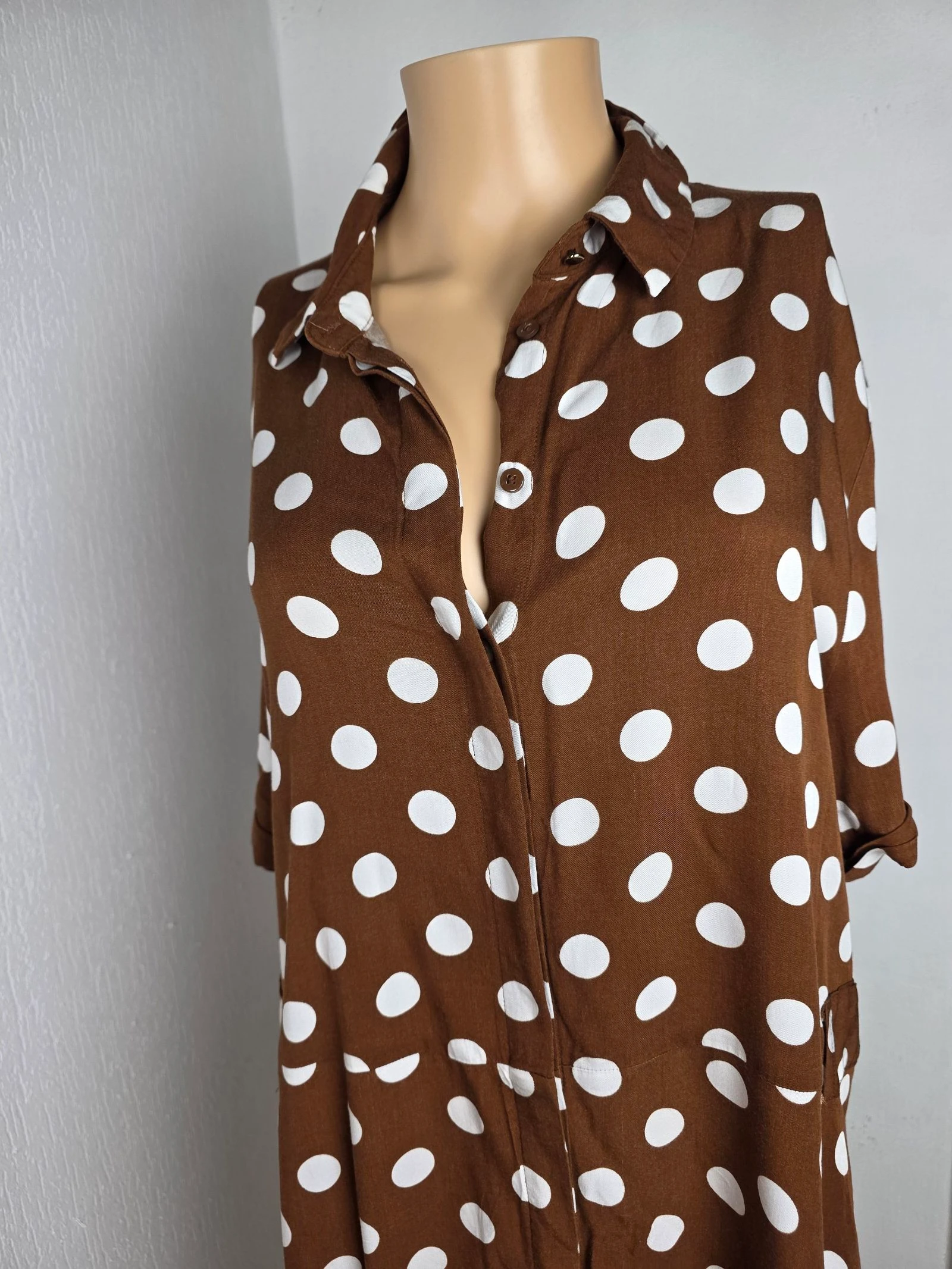 Vestido camisa longo com bolinhas grandes vintage estilo Pretty Woman tamanho 38/40/42 – photo 4